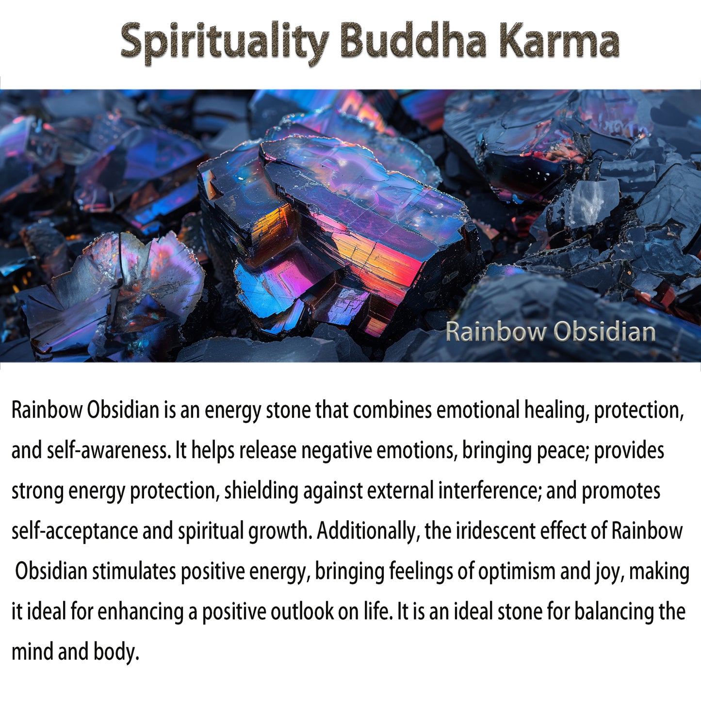 Spirituality Buddha Karma Natural Rainbow Obsidian Nine Tailed Fox Inner Peace Necklace Beaded String Pendant