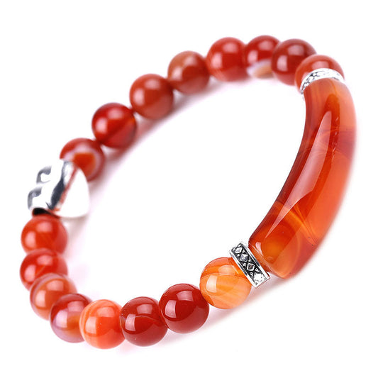 Jade Natural Crystal Beads Unisex Heart Bracelet