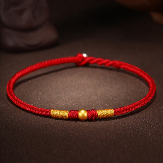 Ancient Tibetan Buddhist Red String Tradition 999 Gold Beads Luck King Kong Knot Handmade Braided Protection Bracelet