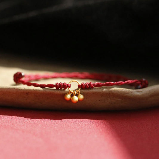 Ancient Tibetan Buddhist Red String Tradition 925 Sterling Silver Gold Plated Luck Red String Bracelet