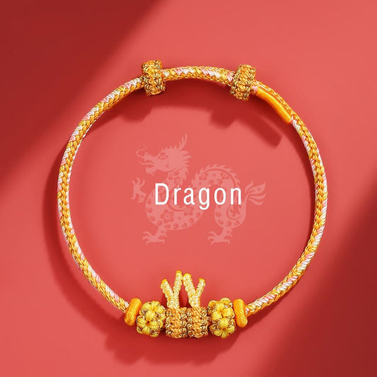 Ancient Tibetan Buddhist Red String Tradition Handmade Year of the Dragon Cute Chinese Zodiac Luck Braided Bracelet