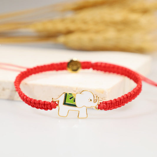 Ancient Tibetan Buddhist Red String Tradition Tibetan Handmade 925 Sterling Silver Lucky Elephant Red String Bracelet