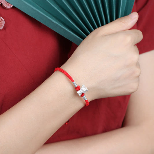 Ancient Tibetan Buddhist Red String Tradition 999 Sterling Silver Chinese Zodiac Luck Strength Red String Bracelet
