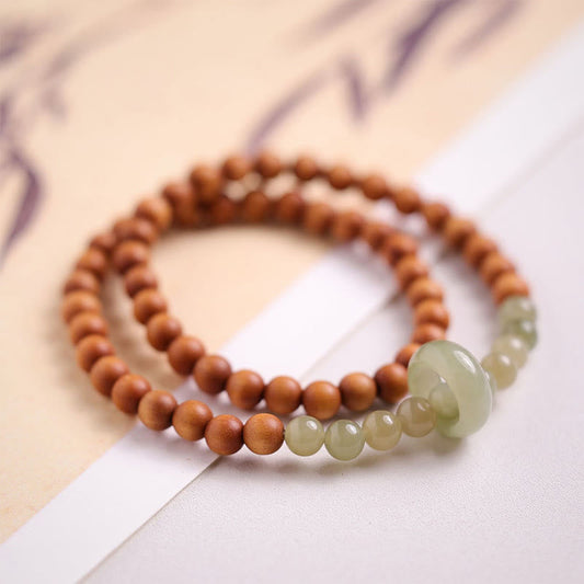 Jade Sandalwood Hetian Jade Protection Double Wrap Bracelet