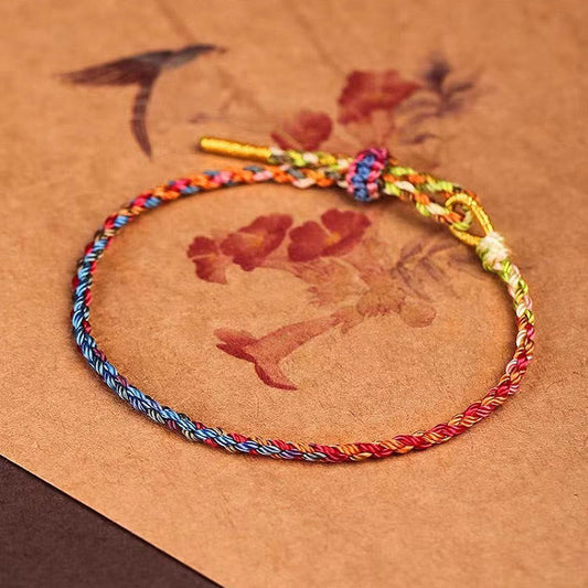 Ancient Tibetan Buddhist Red String Tradition Handcrafted Luck Colorful Rope Child Adult Bracelet