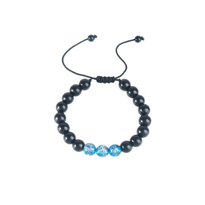 Spirituality Buddha Karma Black Obsidian Luminous Glowstone Strength Bracelet