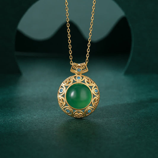 Jade 925 Sterling Silver Green Chalcedony Hetian White Jade Strength Necklace Pendant