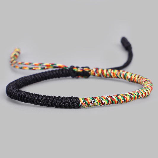 Black and Five-Colored Tibetan Lucky Rope Bracelets : Symbols of Protection, Harmony, Feng Shui, and the Five Elements