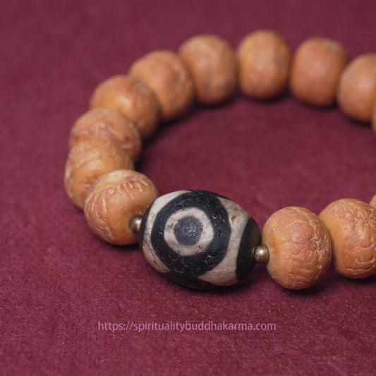 Spirituality Buddha Karma Tibet Bodhi Seed Dzi Bead Peace Charm Wrist Mala Bracelet