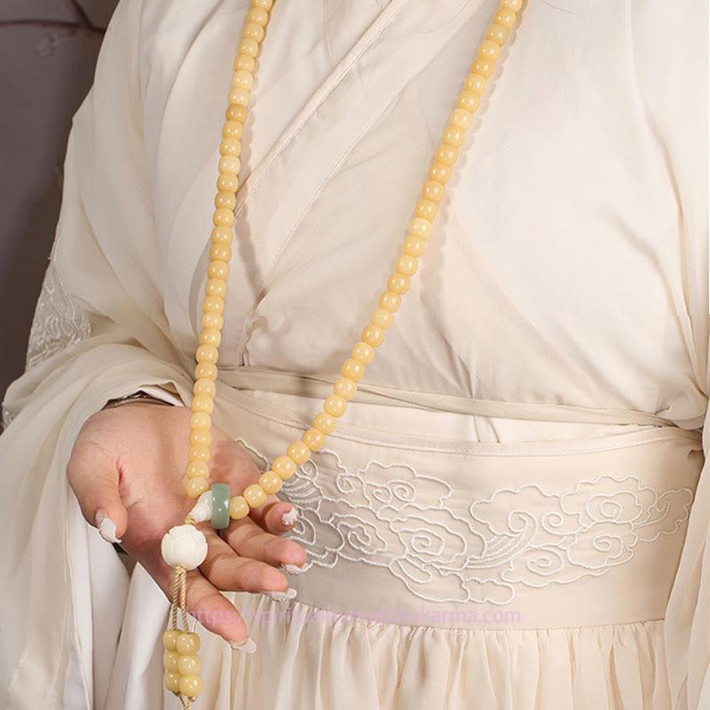 Spirituality Buddha Karma Natural Bodhi Seed Lotus Dzi Bead Peace Harmony Charm Bracelet