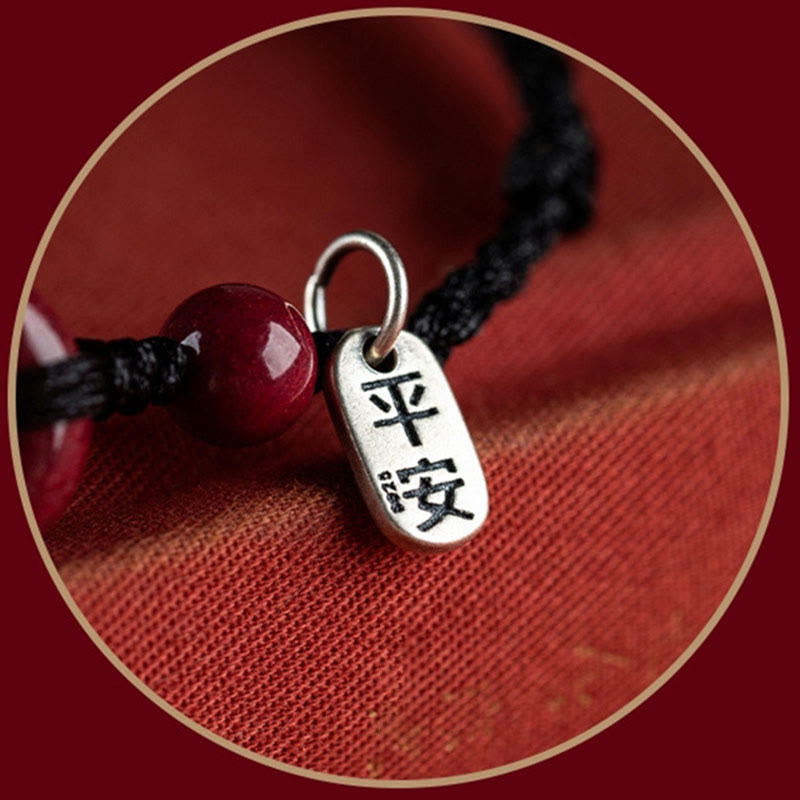 Spirituality Buddha Karma Handmade Cinnabar Peace Buckle Safe and Healthy Charm Blessing String Bracelet Anklet