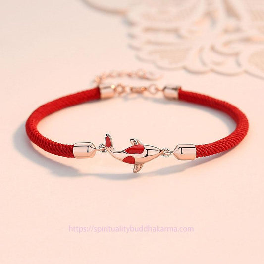 Ancient Tibetan Buddhist Red String Tradition Koi Fish Luck Wealth Braided Chain Couple Bracelet