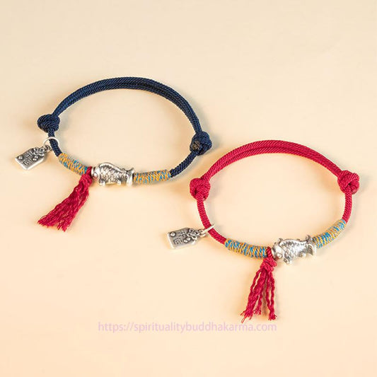Ancient Tibetan Buddhist Red String Tradition 999 Sterling Silver Red String Lucky Koi Fish Protection Bracelet