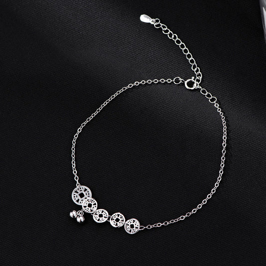 Spirituality Buddha Karma 925 Sterling Silver Copper Coins Bells Protection Metal Anklet