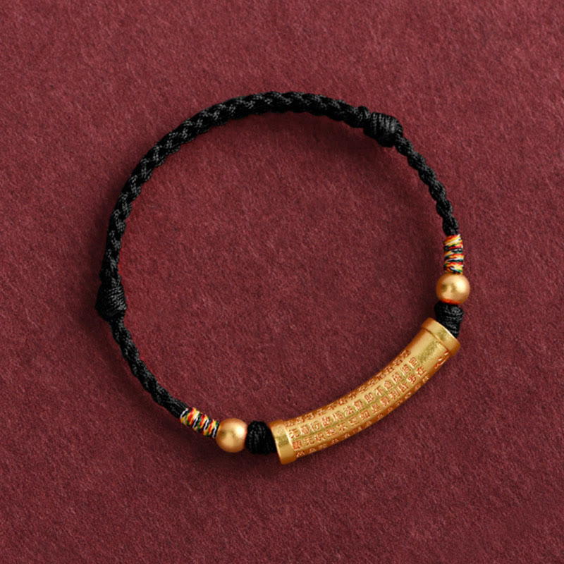Spirituality Buddha Karma Handmade Alloy Heart Sutra Protection Strength Rope Bracelet Anklet