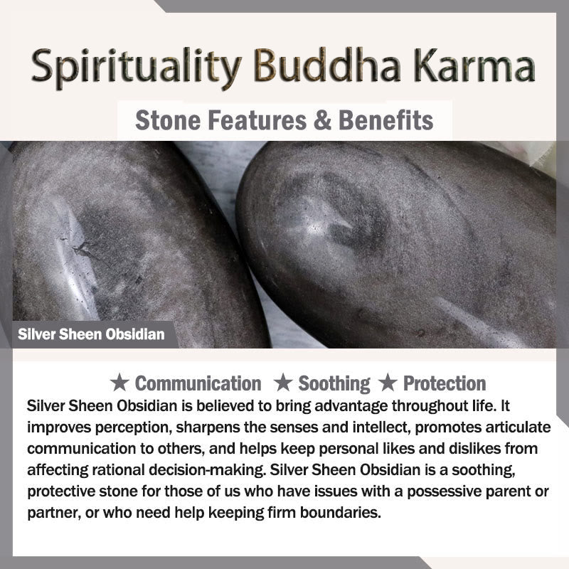 Spirituality Buddha Karma Retro 925 Sterling Silver Silver Sheen Obsidian Transport Rope Handmade Braided Bracelet