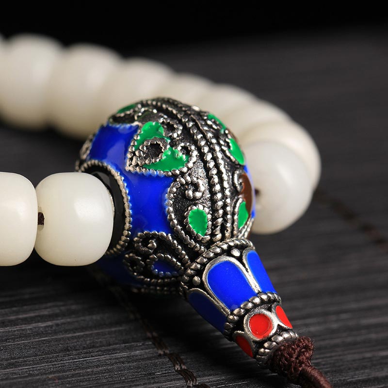 Spirituality Buddha Karma 108 Beads White Bodhi Seed Mala Blessing Bracelet