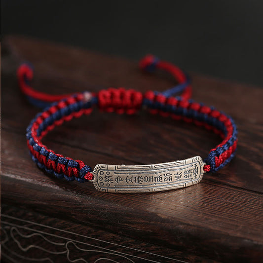 Ancient Tibetan Buddhist Red String Tradition 925 Sterling Silver Peace Amulet Protection Bracelet