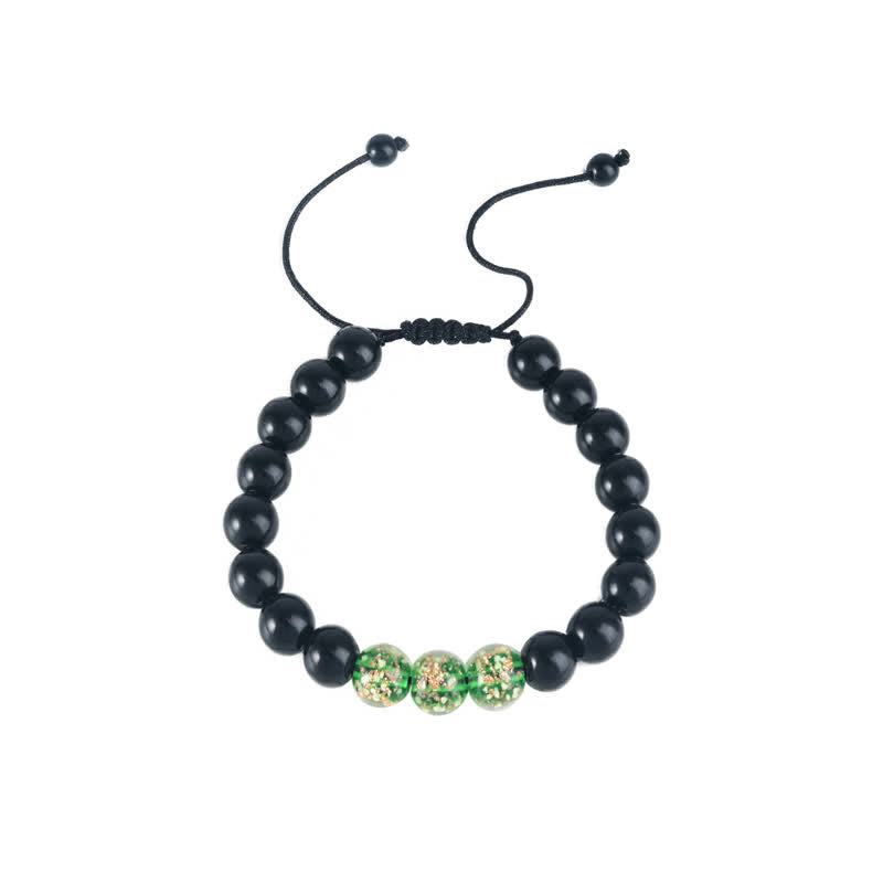 Spirituality Buddha Karma Black Obsidian Luminous Glowstone Strength Bracelet