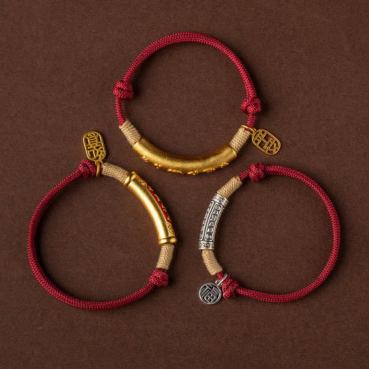 Ancient Tibetan Buddhist Red String Tradition 999 Sterling Silver Tibet Handmade Om Mani Padme Hum Fu Character TopRank Character Luck Braided Bracelet