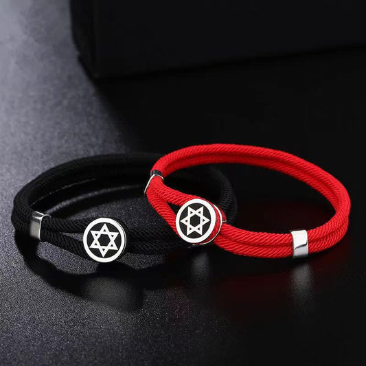 Ancient Tibetan Buddhist Red String Tradition 925 Sterling Silver Star of David Calm Balance String Bracelet