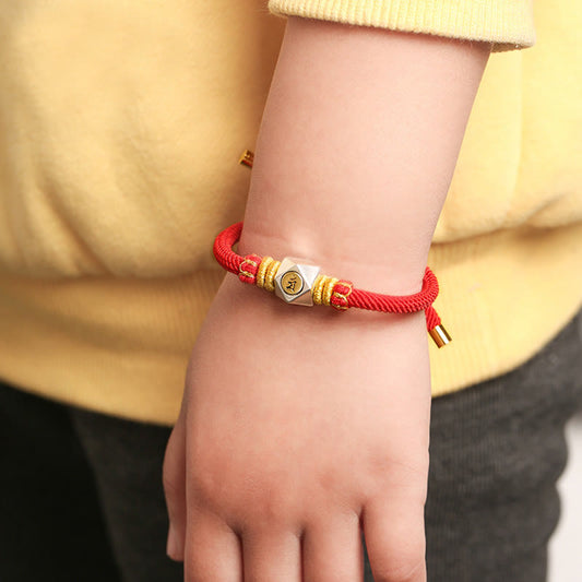 Ancient Tibetan Buddhist Red String Tradition 999 Sterling Silver Chinese Zodiac Natal Buddha Red Rope Luck Strength Handcrafted Kids Bracelet