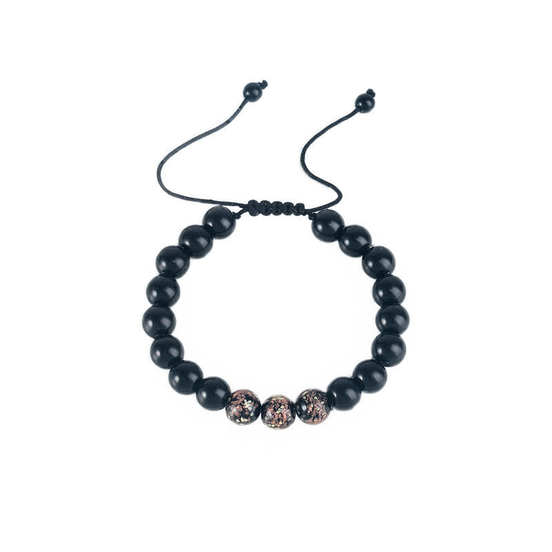 Spirituality Buddha Karma Black Obsidian Luminous Glowstone Strength Bracelet