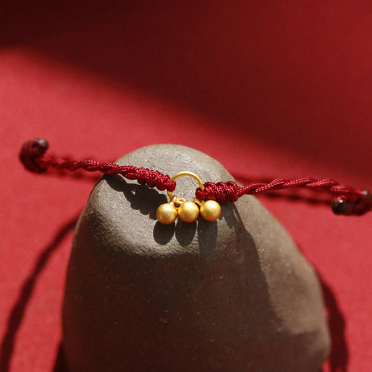 Ancient Tibetan Buddhist Red String Tradition 925 Sterling Silver Gold Plated Luck Red String Bracelet