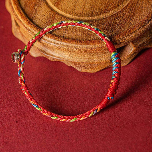 Ancient Tibetan Buddhist Red String Tradition Handmade Five Color Thread Protection Bracelet
