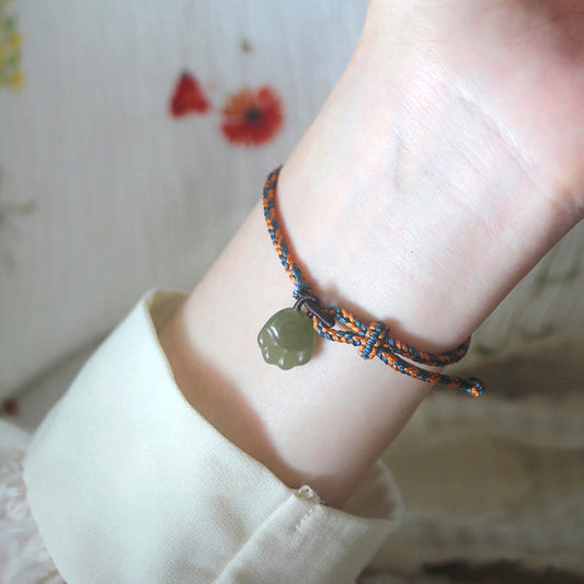 Jade Hetian Jade Cat Paw Lucky Bag Pattern Prosperity Bracelet
