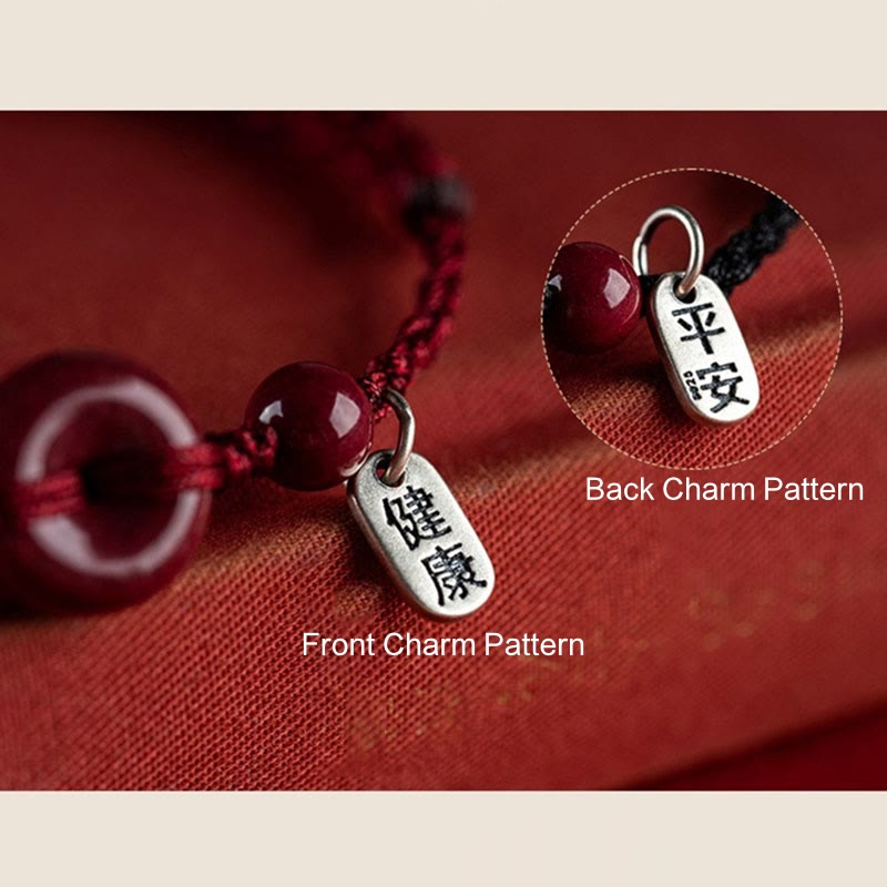 Spirituality Buddha Karma Handmade Cinnabar Peace Buckle Safe and Healthy Charm Blessing String Bracelet Anklet