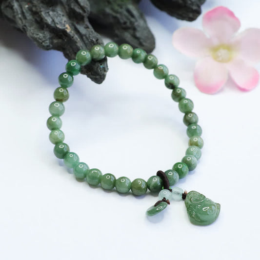 Jade Laughing Buddha Cyan Jade Healing Bracelet