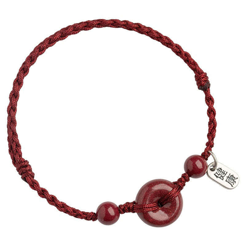 Spirituality Buddha Karma Handmade Cinnabar Peace Buckle Safe and Healthy Charm Blessing String Bracelet Anklet
