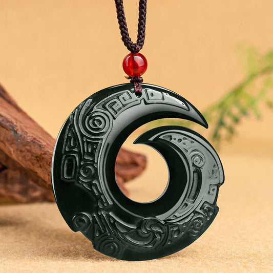 Jade One's Luck Improves Design Patern Natural Hetian Cyan Jade Success Necklace Pendant