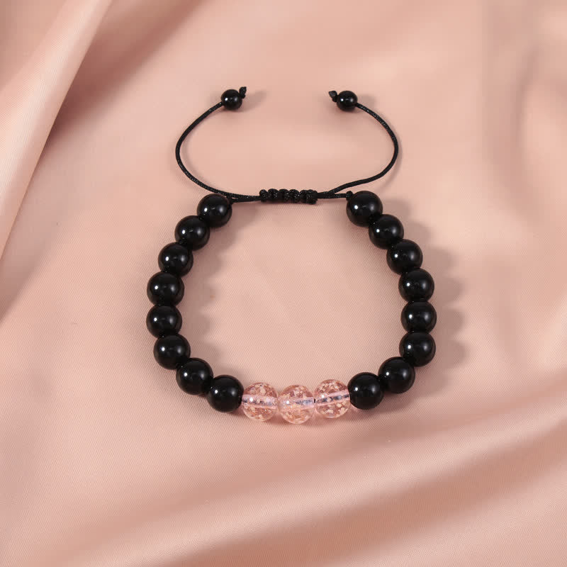 Spirituality Buddha Karma Black Obsidian Luminous Glowstone Strength Bracelet