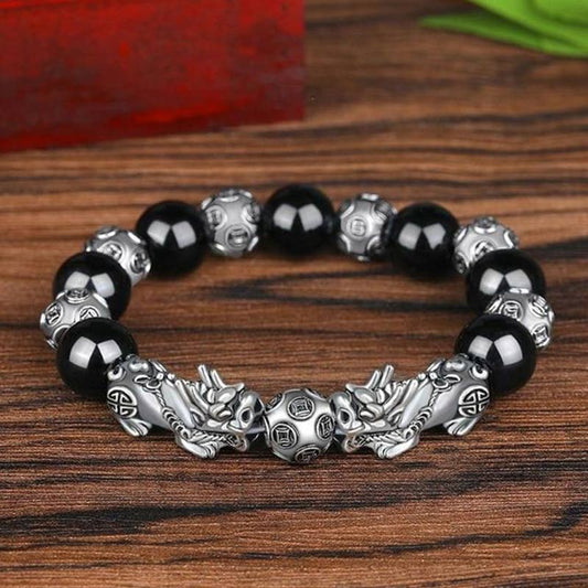 Spirituality Buddha Karma Tibetan FengShui PiXiu Obsidian Bracelet