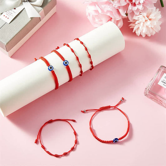 Ancient Tibetan Buddhist Red String Tradition 4Pcs Evil Eye Seven Knot Red String Protection Bracelet