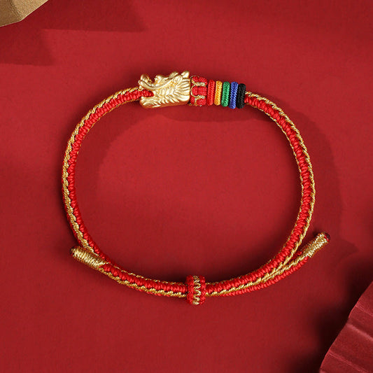 Ancient Tibetan Buddhist Red String Tradition 999 Sterling Silver Luck Year Of The Dragon Colorful Rope Bracelet