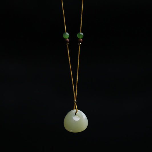 Jade Natural Hetian Jade Small Bag Pattern Prosperity String Necklace Pendant