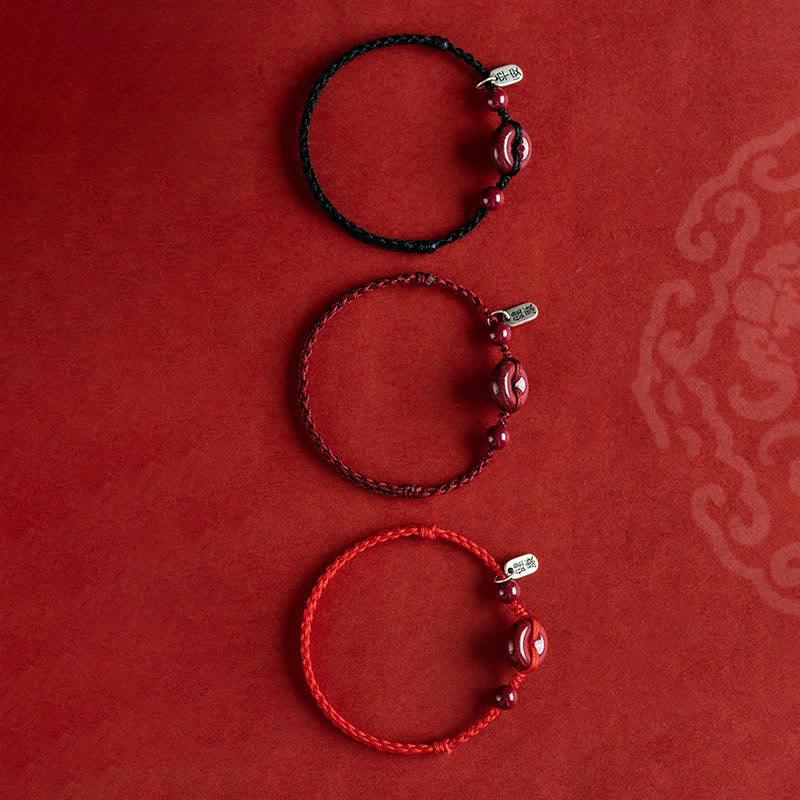 Spirituality Buddha Karma Handmade Cinnabar Peace Buckle Safe and Healthy Charm Blessing String Bracelet Anklet