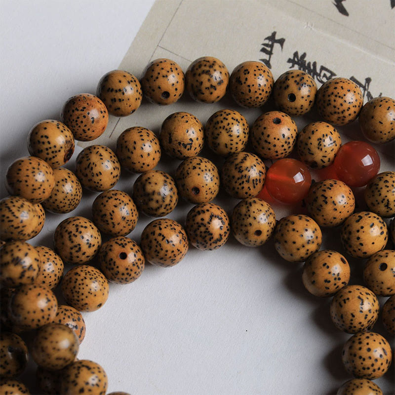 Spirituality Buddha Karma 108 Mala Beads Bodhi Seed Red Agate Auspiciousness Bracelet