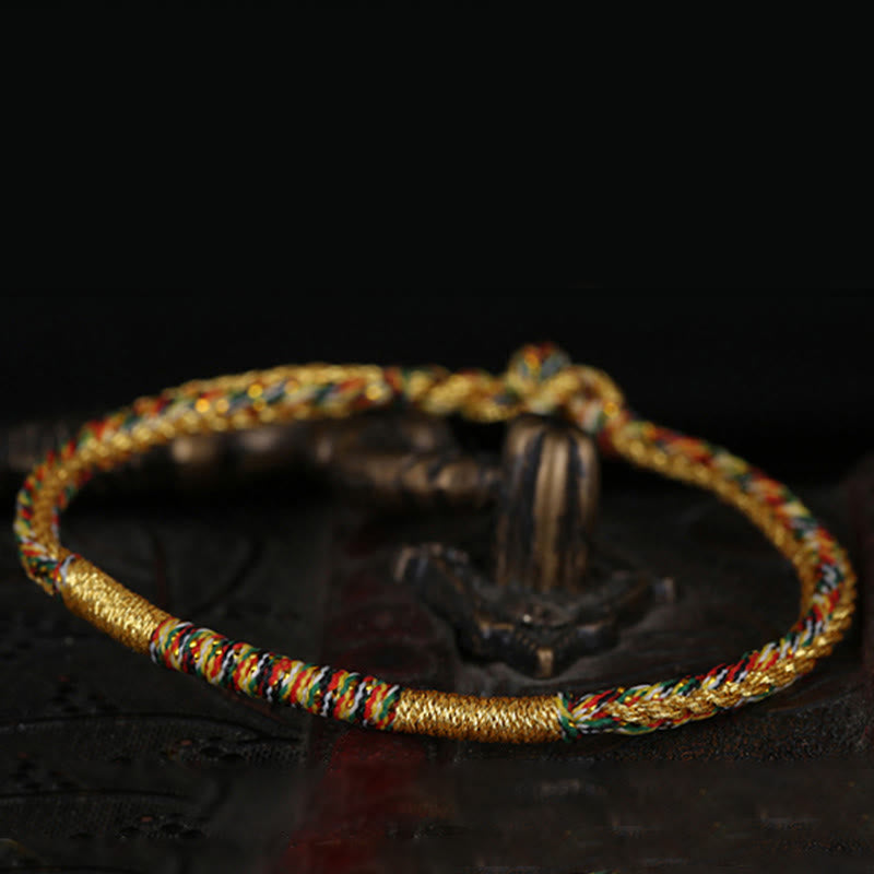 Spirituality Buddha Karma Handmade Gold Multicolored Rope Protection Braided Bracelet Anklet