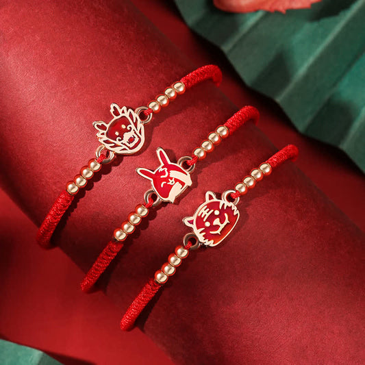 Ancient Tibetan Buddhist Red String Tradition 925 Sterling Silver Chinese Zodiac Luck Faith Discolor Red String Bracelet