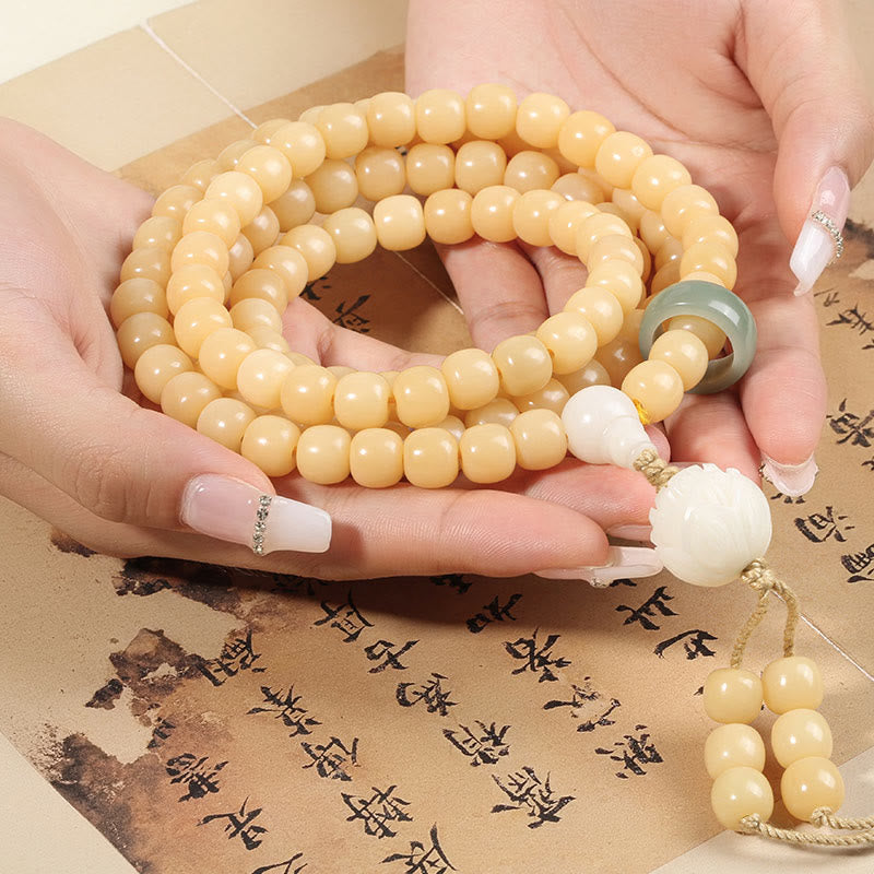 Spirituality Buddha Karma Natural Bodhi Seed Lotus Dzi Bead Peace Harmony Charm Bracelet