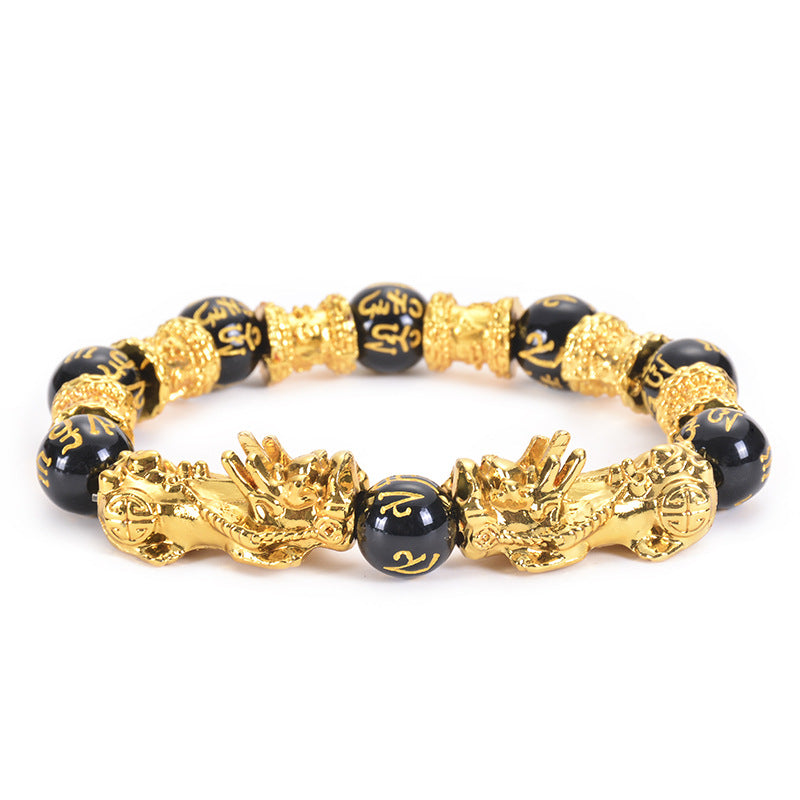 Spirituality Buddha Karma Double Pixiu Obsidian Wealth Bracelet