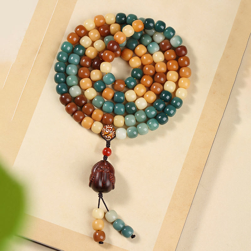 Spirituality Buddha Karma Natural Bodhi Seed Lotus Dzi Bead Peace Harmony Charm Bracelet