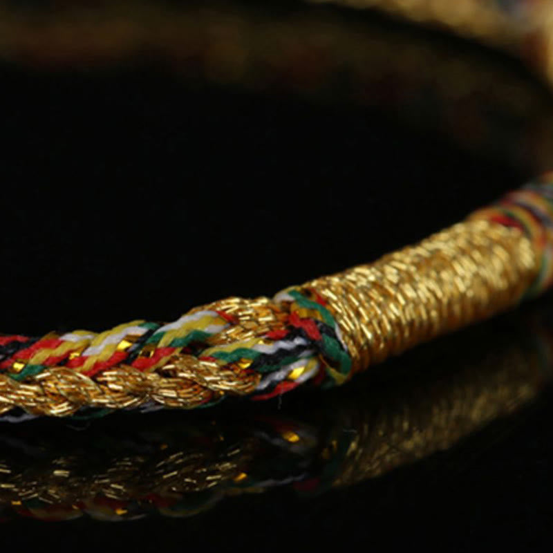Spirituality Buddha Karma Handmade Gold Multicolored Rope Protection Braided Bracelet Anklet
