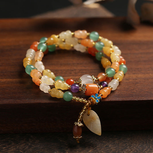 Jade Golden Silk Jade Gourd Wealth Bracelet