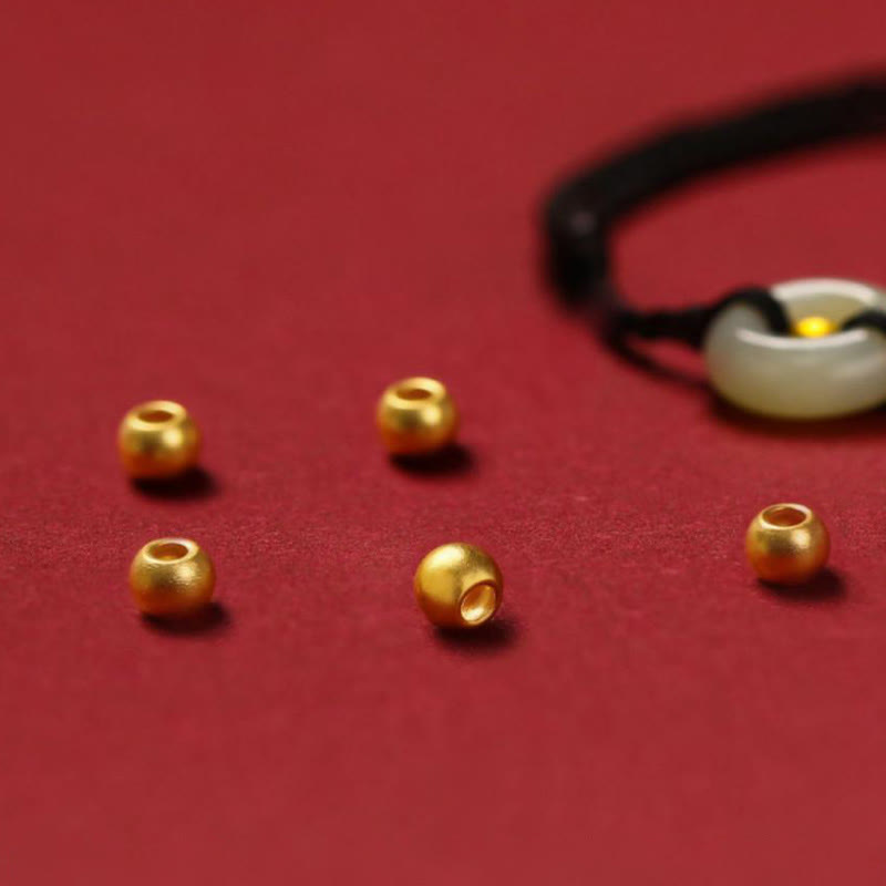 Jade 999 Gold Bead Round Peace Buckle Hetian Jade Luck Abundance Braided Bracelet Anklet