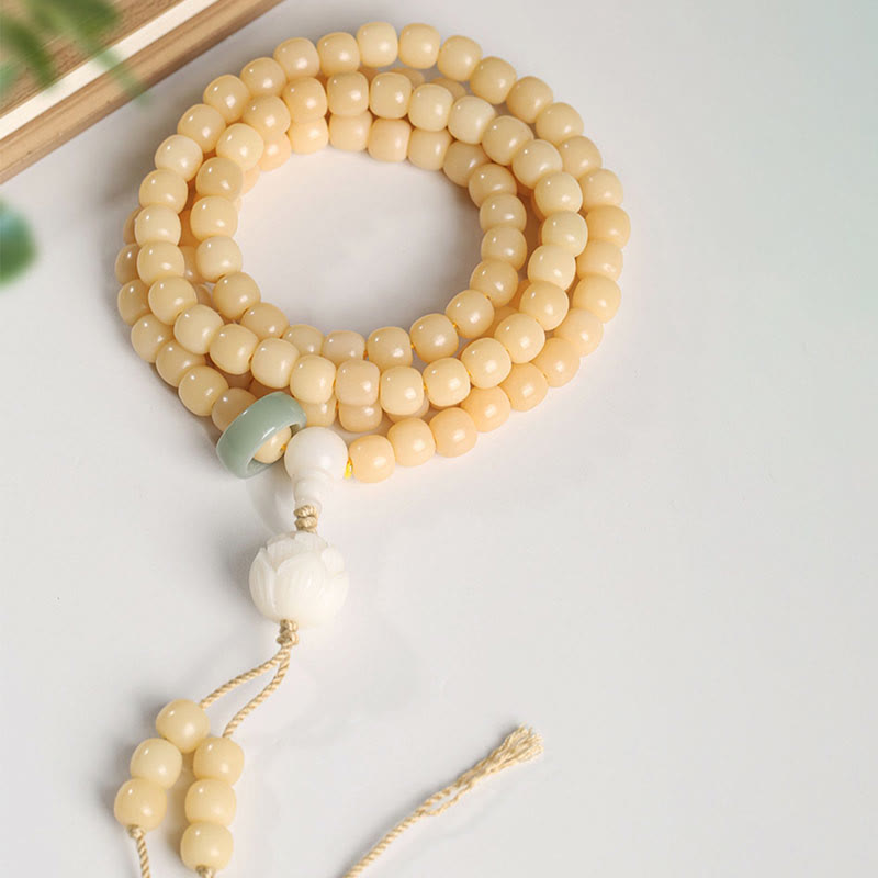 Spirituality Buddha Karma Natural Bodhi Seed Lotus Dzi Bead Peace Harmony Charm Bracelet